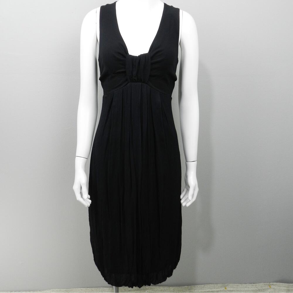 Max Mara Pianoforte Empire Bow Midi Dress Sz S Black Chiffon‎ Cocktail Evening